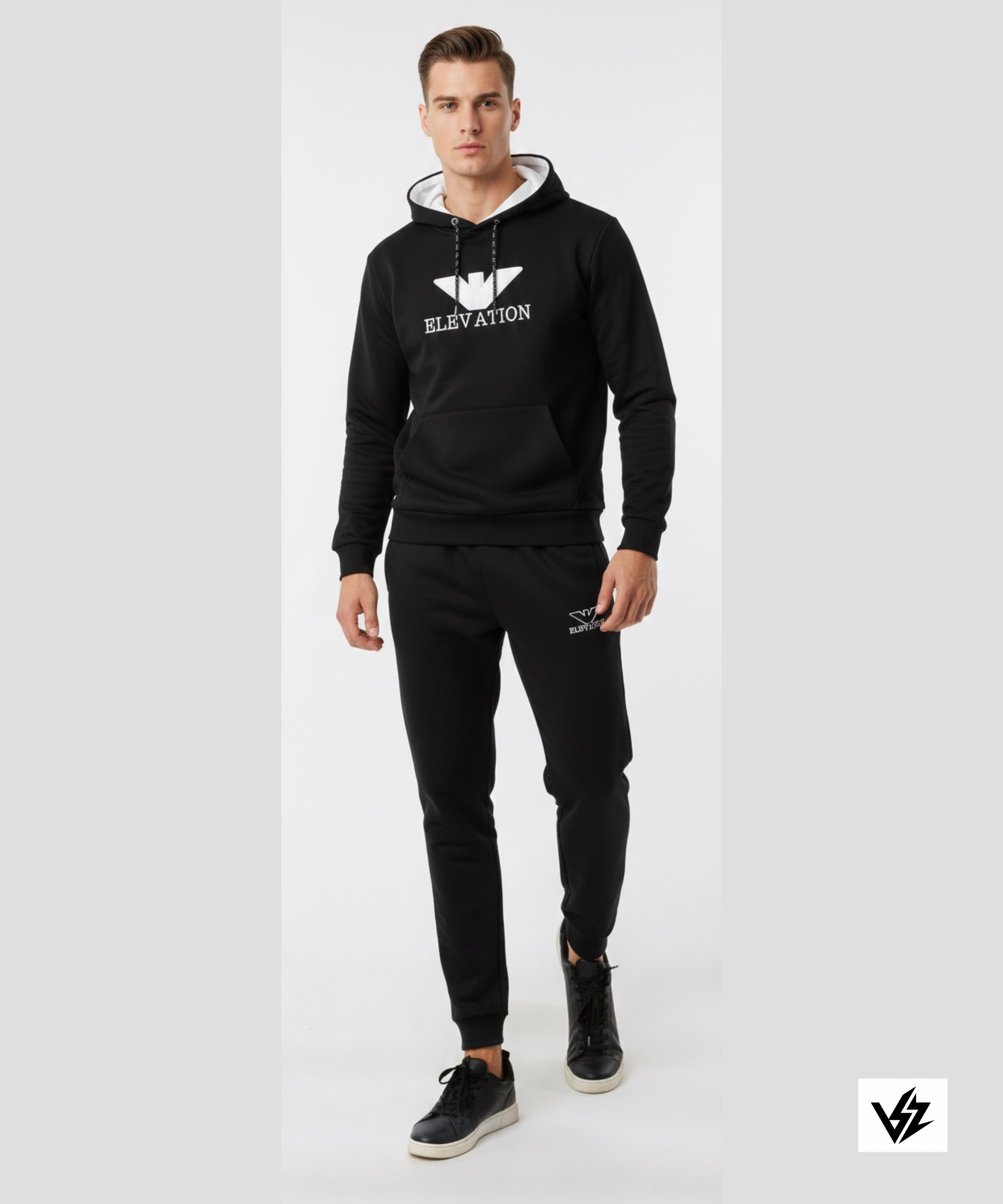 Black Pullover Hoodie & Tapered Trousers