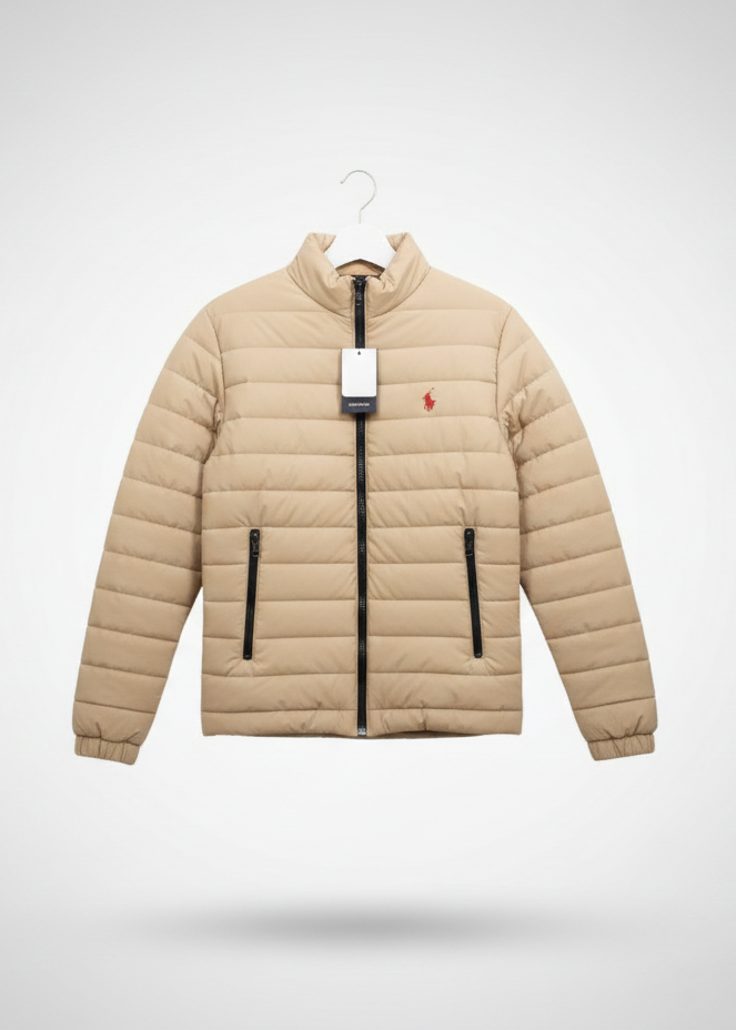 High-Fashion Faux Shearling Bomber Jacket - Cream