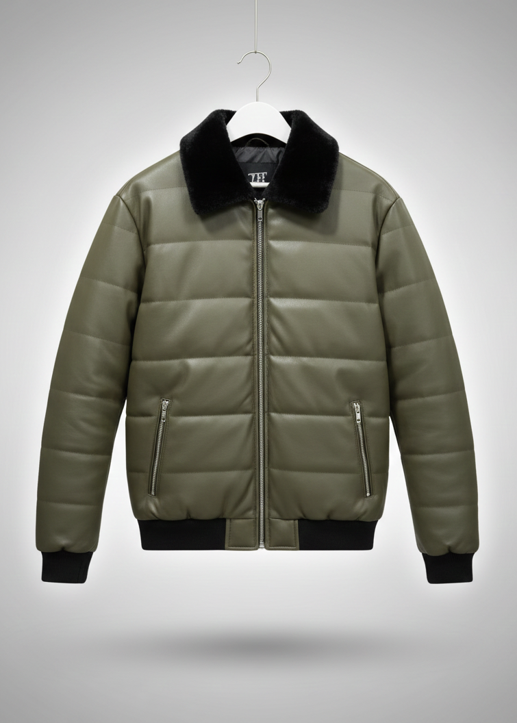Lightweight Quilted Puffer Jacket - Deep Olive Green