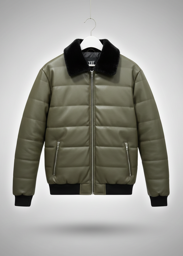 Lightweight Quilted Puffer Jacket - Deep Olive Green