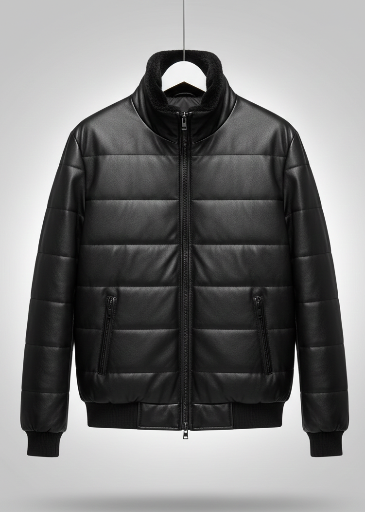 Minimalist Quilted Puffer Jacket - Essential Black