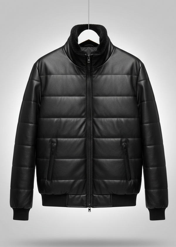 Minimalist Quilted Puffer Jacket - Essential Black